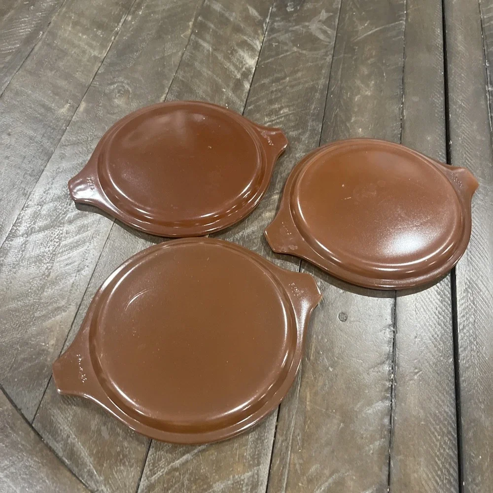 Vtg Pyrex‎ Brown Casserole Lids Set Of 3 20-C (5, 13, 23)